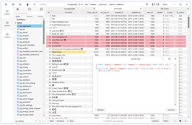 TablePlus App Interface ALEX71